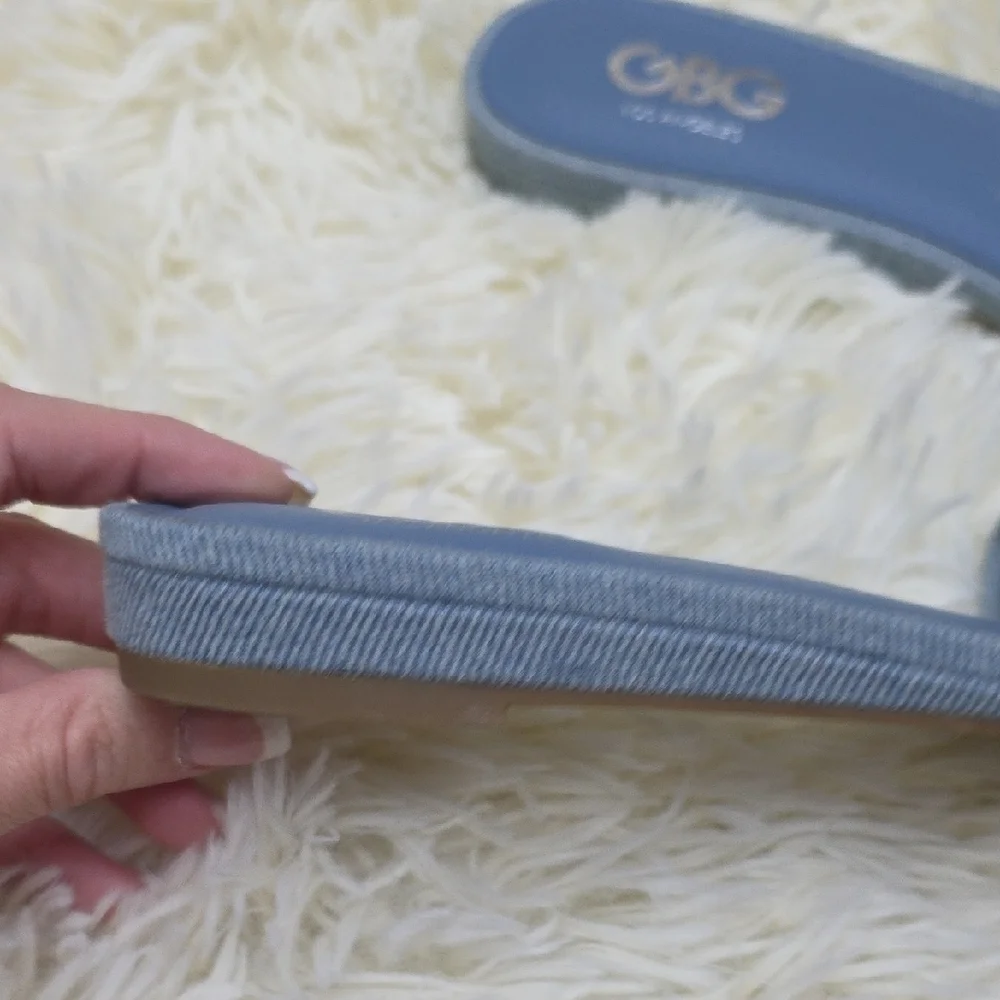 GBG Los Angeles Light Blue Slide Sandals